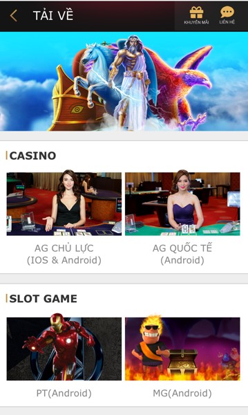 Tải casino online K8 về cho điện thoại