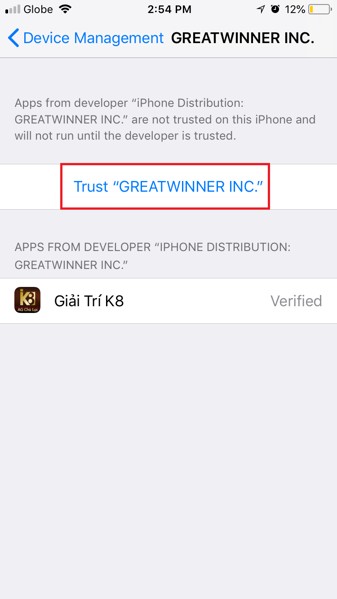 Trust app khi cài game ngoài kho ứng dụng